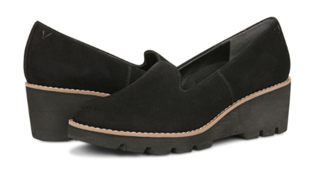 Vionic Womens Willa Wedge Loafers Size 9 M EU 40 Black Suede Slip On NIB